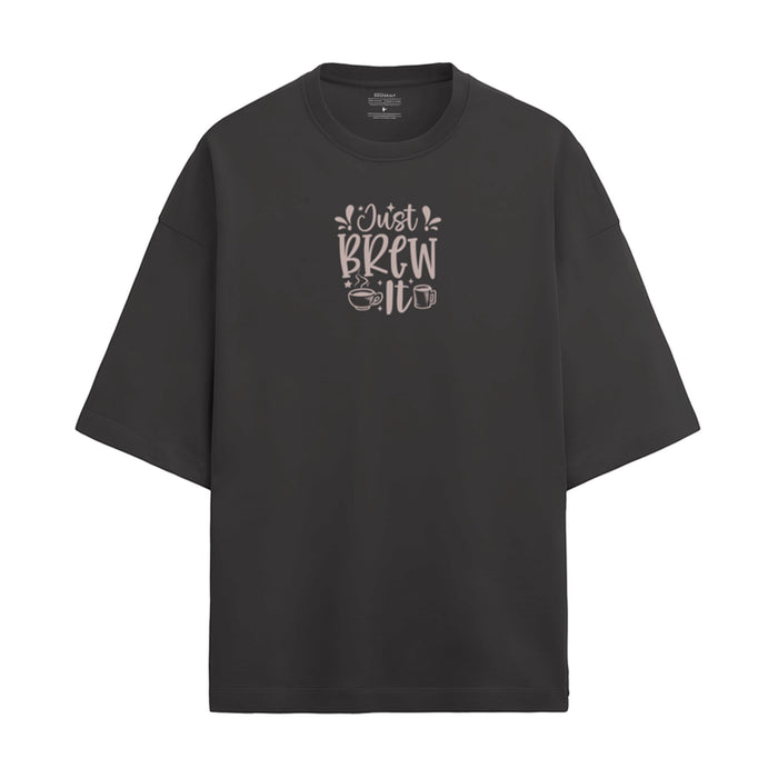 Just Brew It Oversized Coffee Slouch Tee — main product image