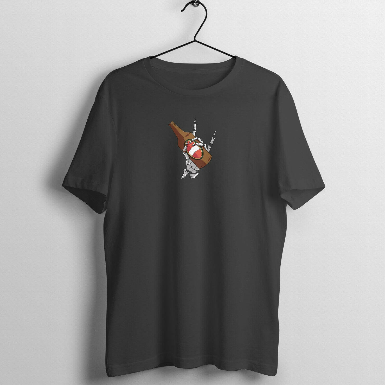 Skeleton Cheers Unisex Beer Bottle T-Shirt - Classic Comfort with a Spooky Twist - Soulskart