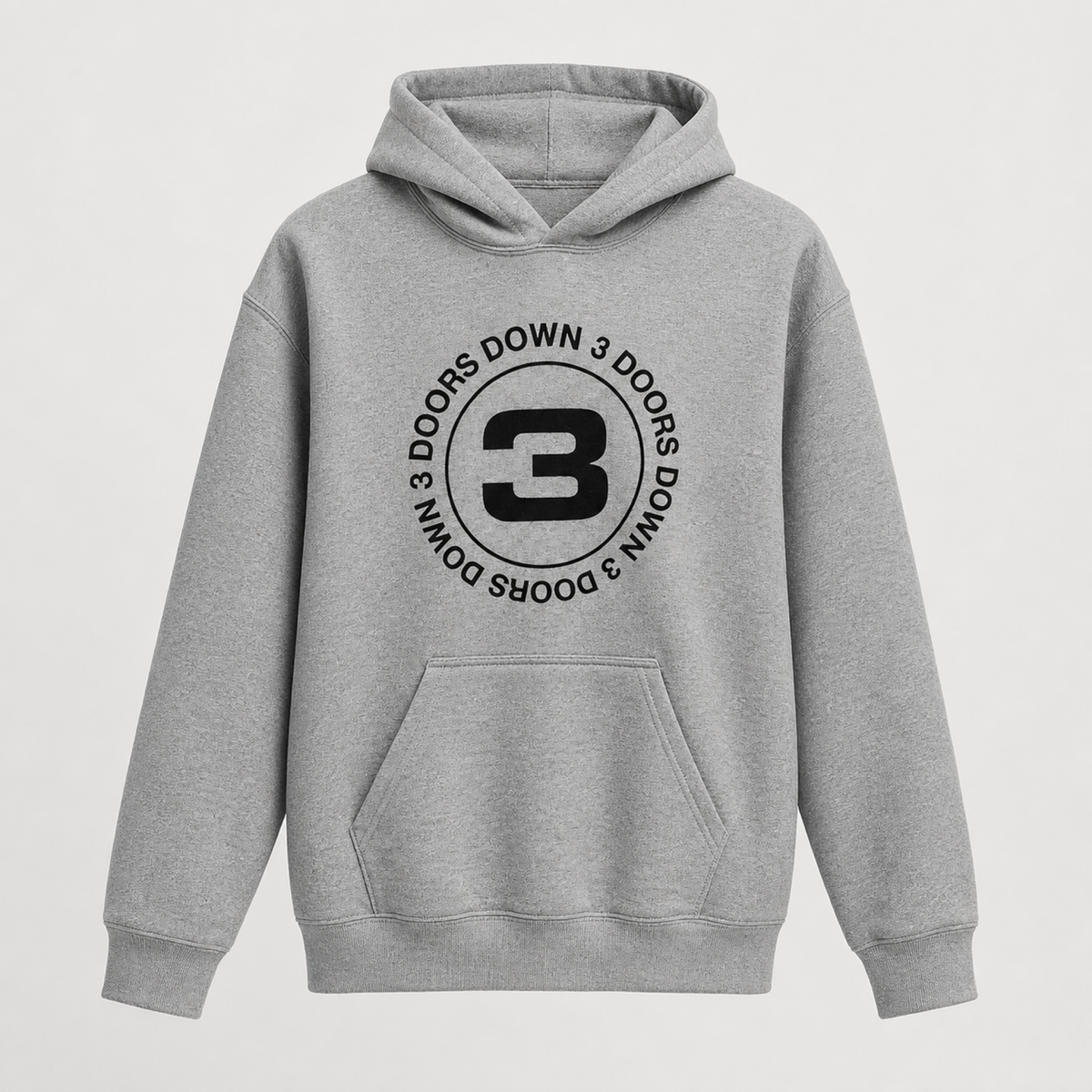 3 Doors Down Melange Grey Hoodie — front view