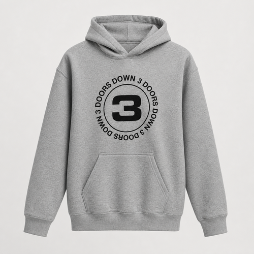 3 Doors Down Melange Grey Hoodie — front view