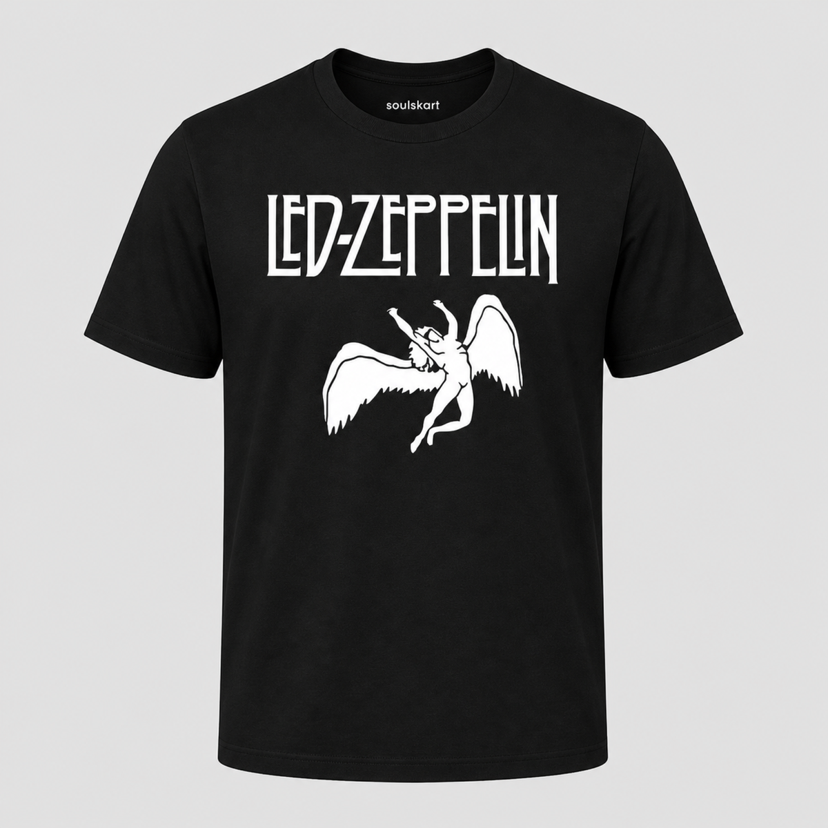 Led Zeppelin Winged Angel Tee — Black — front view