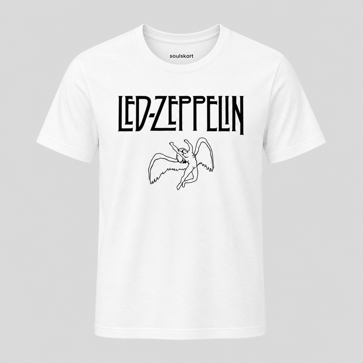 Led Zeppelin Winged Angel Tee — White — front view