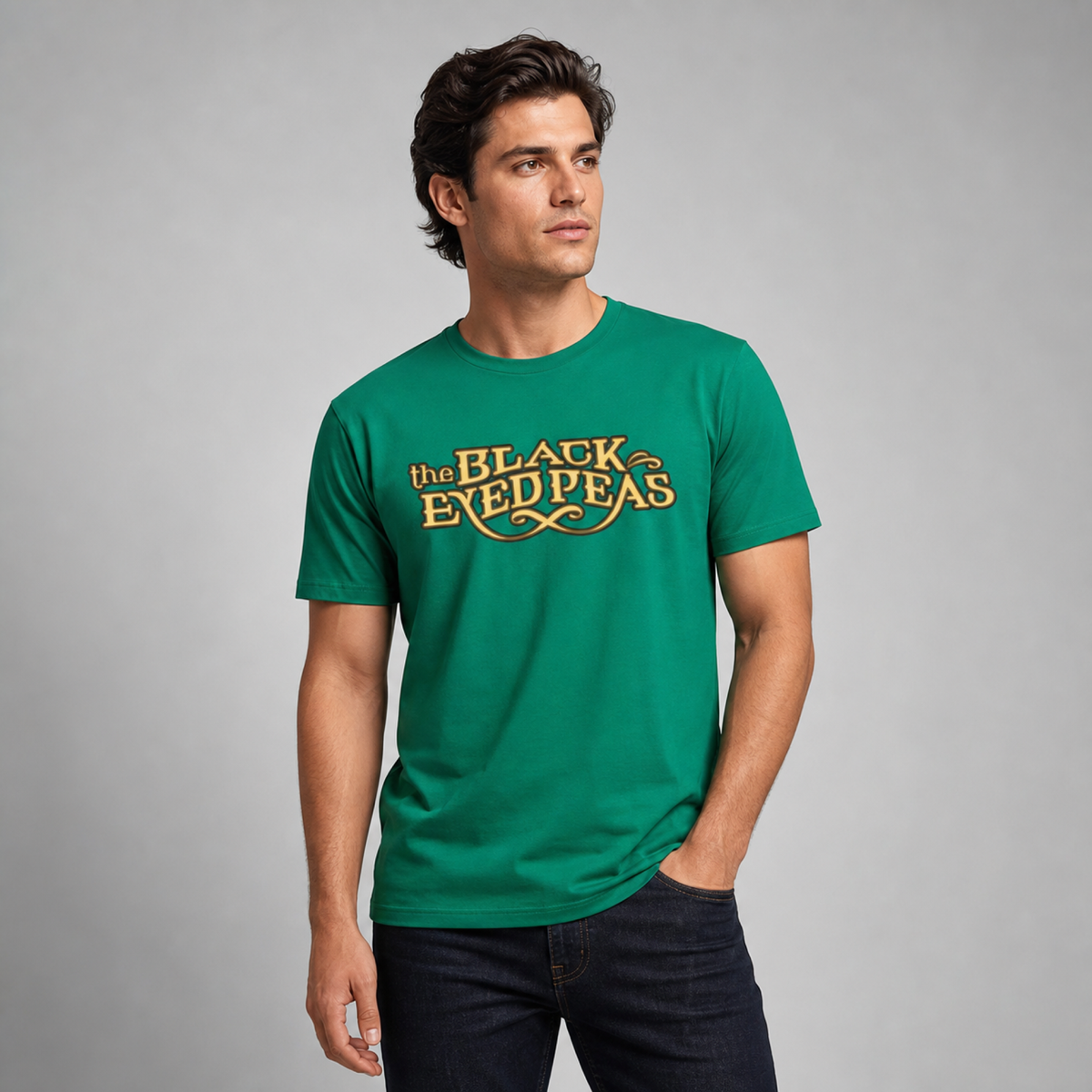 Black Eyed Peas Fan Tee — worn on model, front