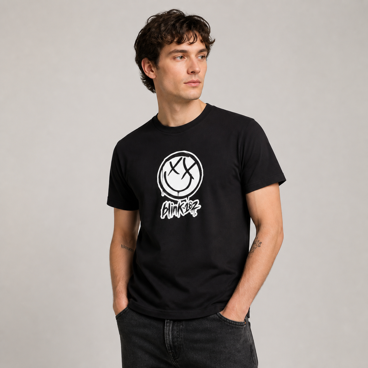 Blink-182 Inspired Classic Tee — worn on model, front