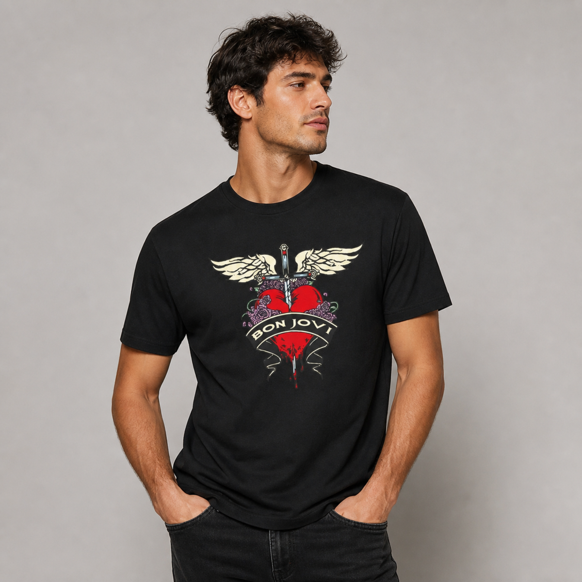 Bon Jovi Rock Legends Tee — worn on model, front