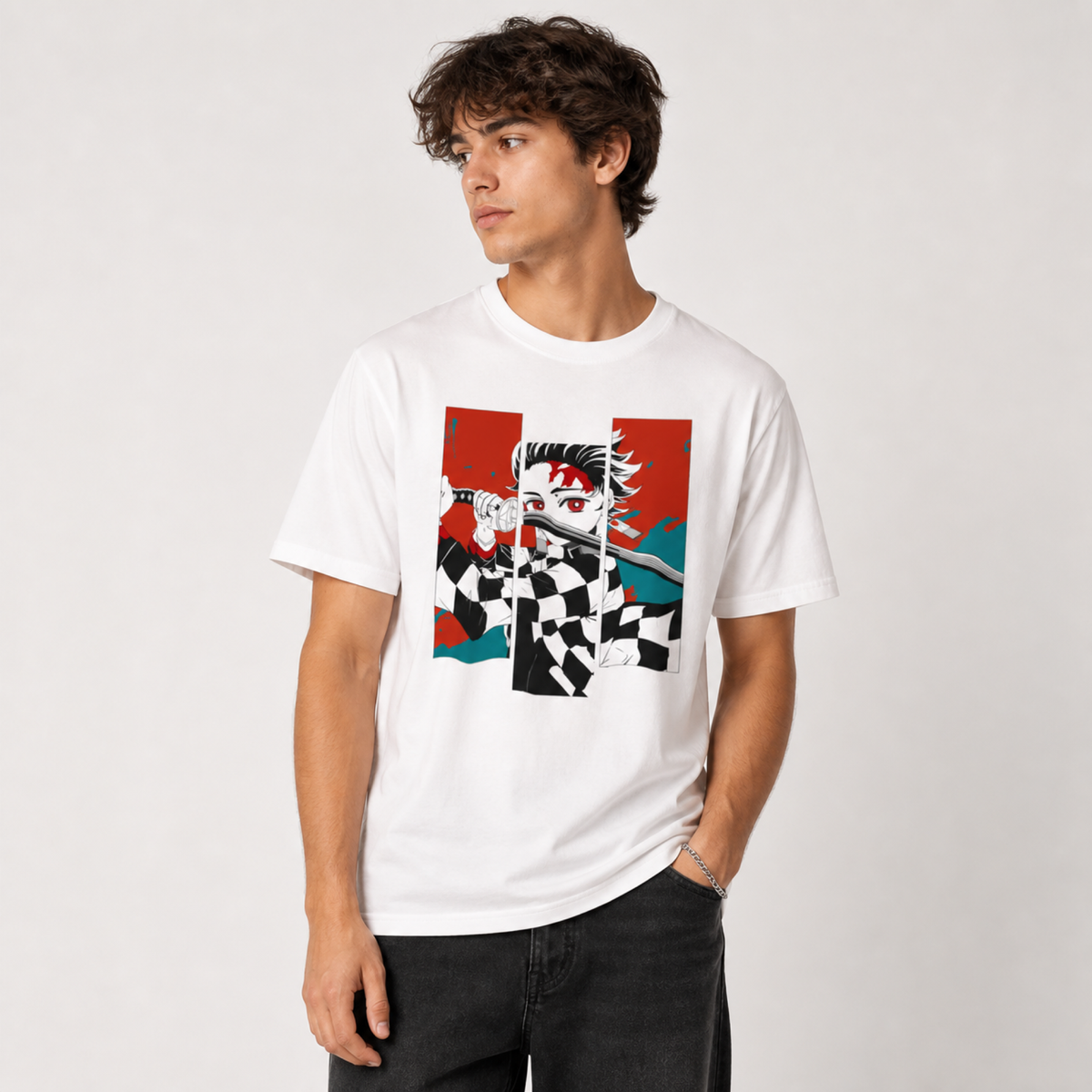 Tanjiro Kamado Panel Art Tee — White