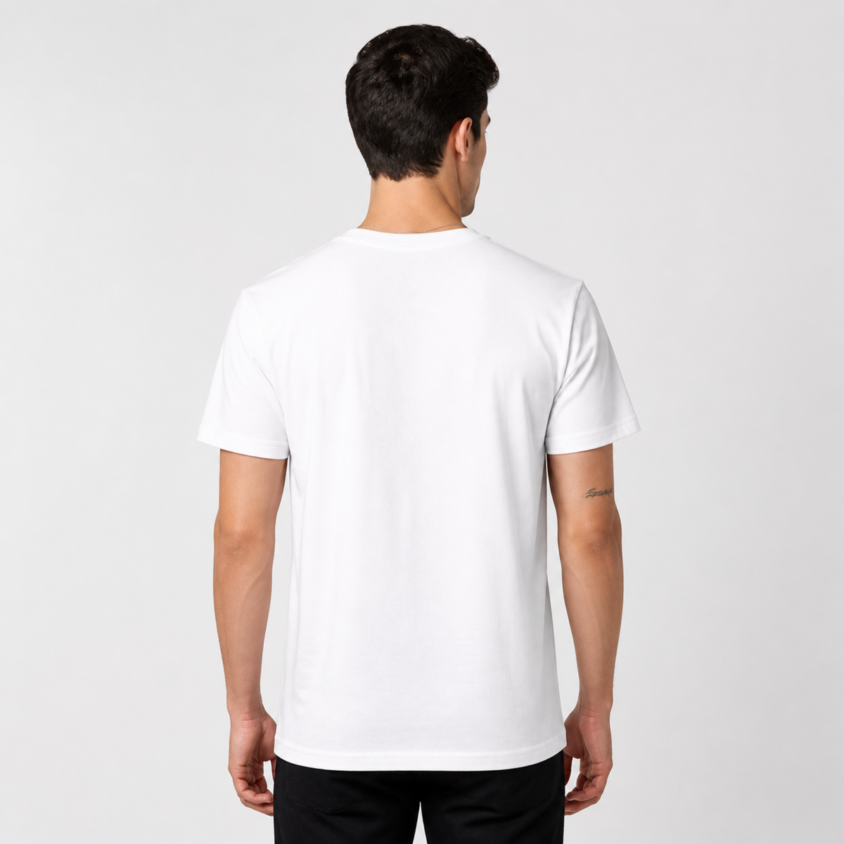 47 Open Tabs In My Head Tee — White — worn on model, back