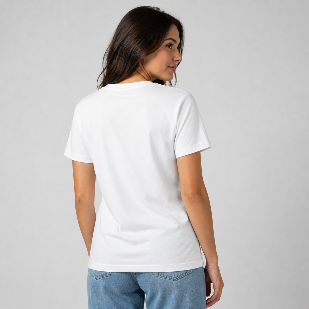 Led Zeppelin Winged Angel Tee — White — worn on model, back