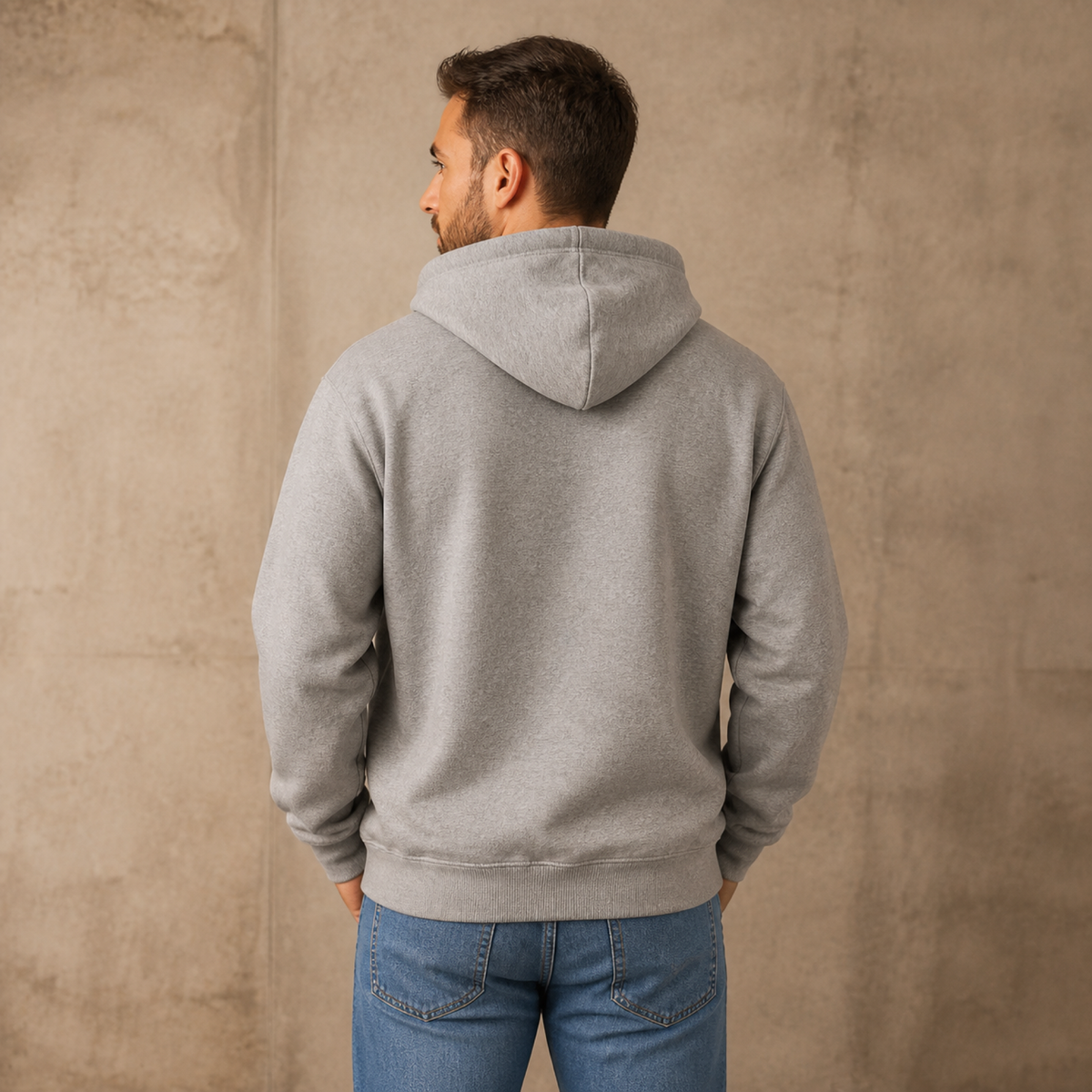 3 Doors Down Melange Grey Hoodie — worn on model, back