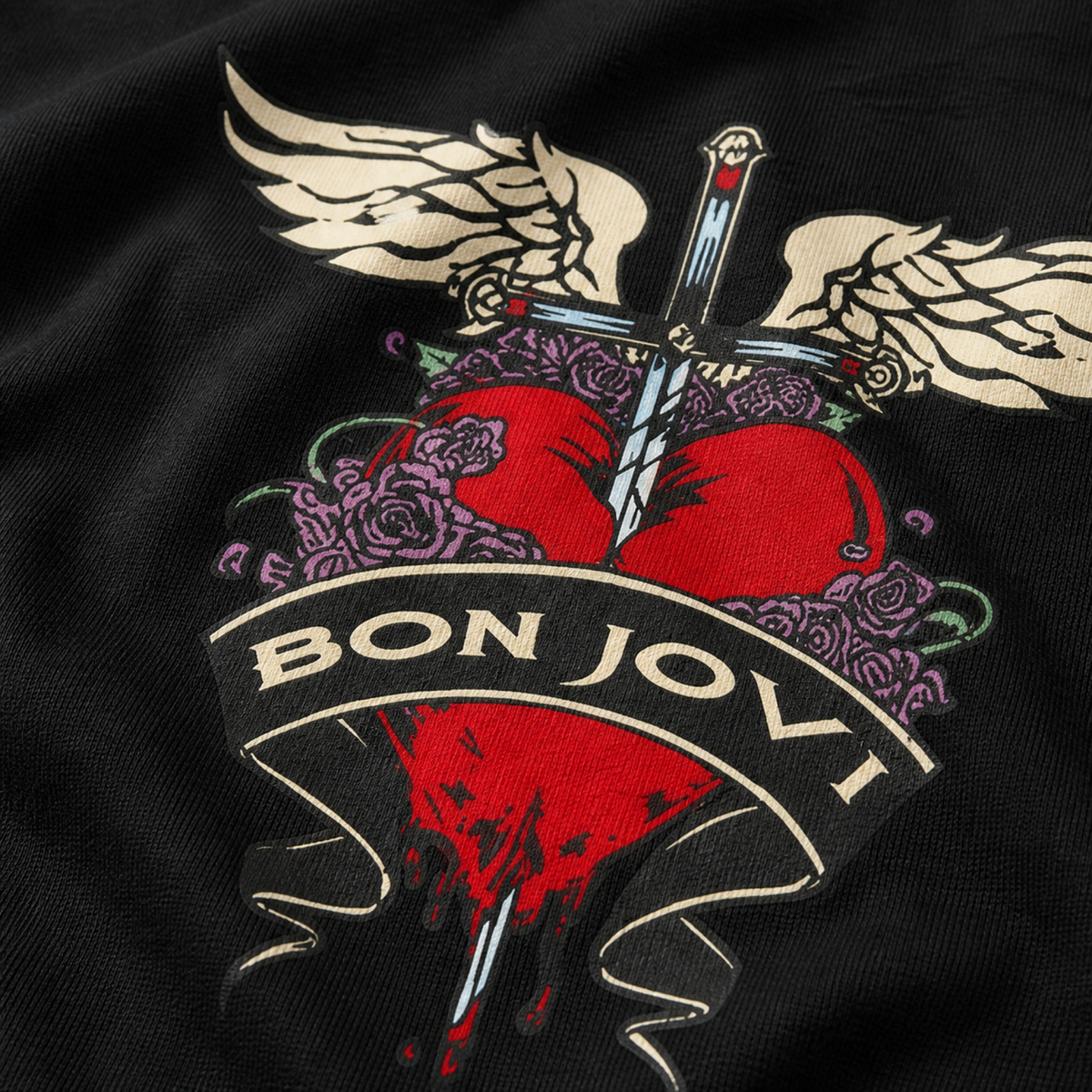 Bon Jovi Rock Legends Tee — print detail close-up