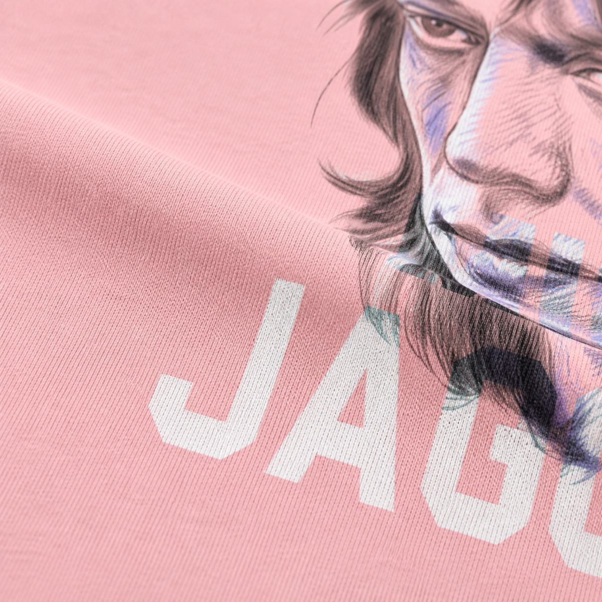 "Who the F*ck is Mick Jagger?" Tee — print detail close-up