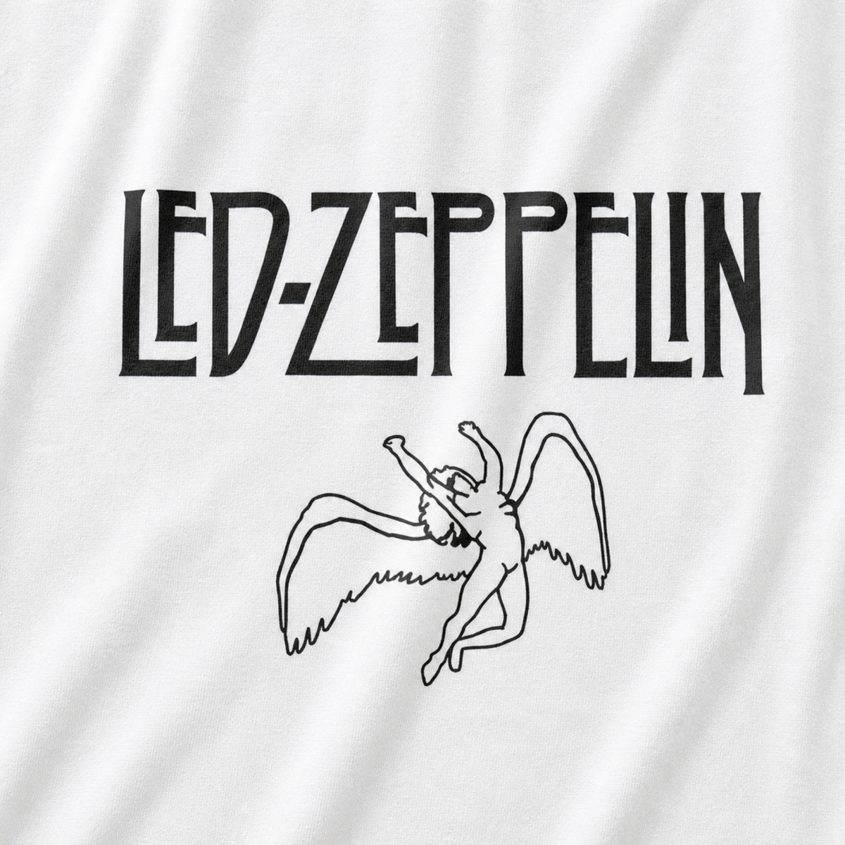 Led Zeppelin Winged Angel Tee — White — print detail close-up