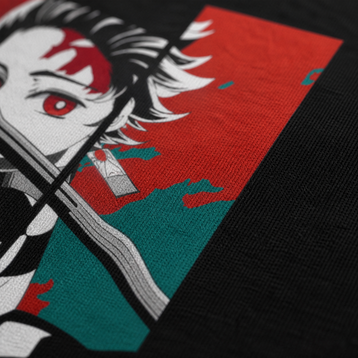 Tanjiro Kamado Panel Art Tee — Black