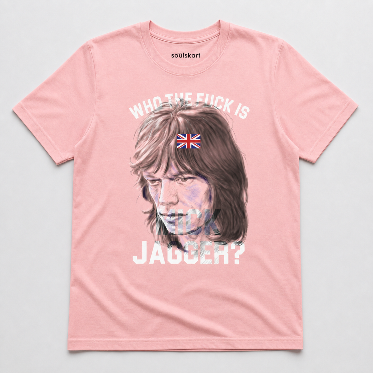 "Who the F*ck is Mick Jagger?" Tee — flat lay