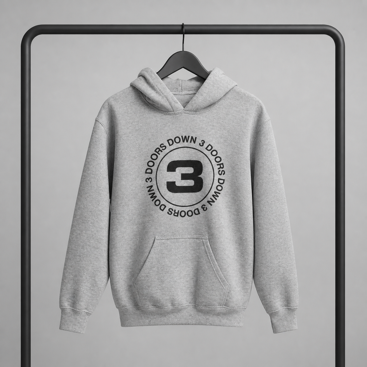 3 Doors Down Melange Grey Hoodie — on hanger