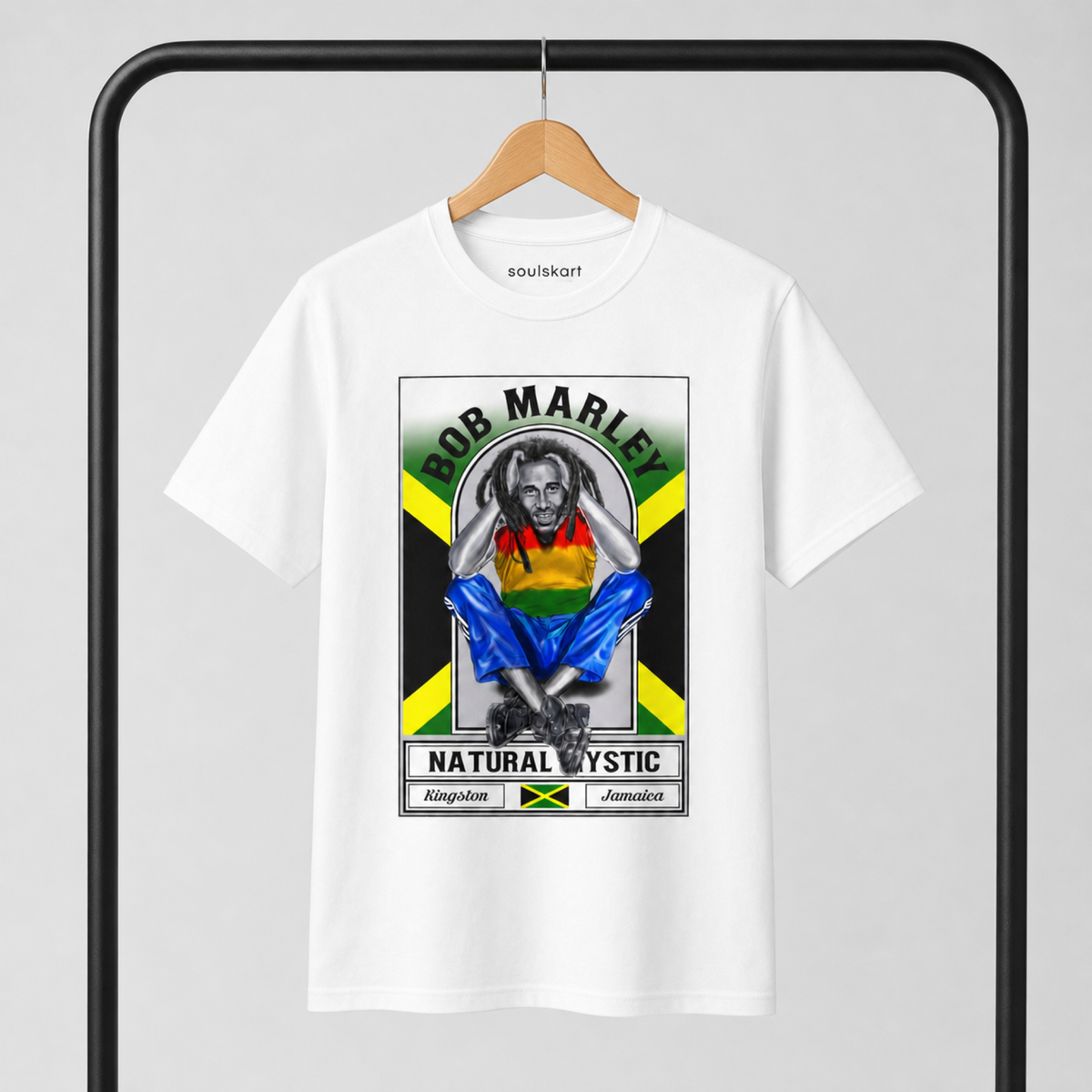 Bob Marley "Natural Mystic" Inspired Unisex Tee — on hanger