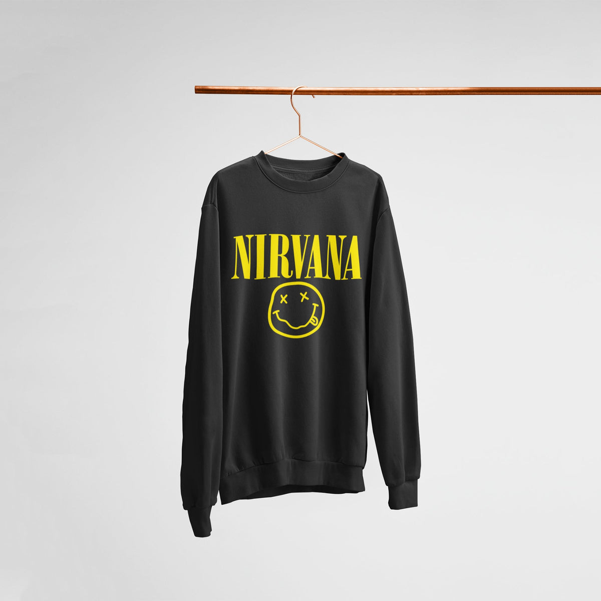 Nirvana Smiley Face Sweatshirt — Black — main product image