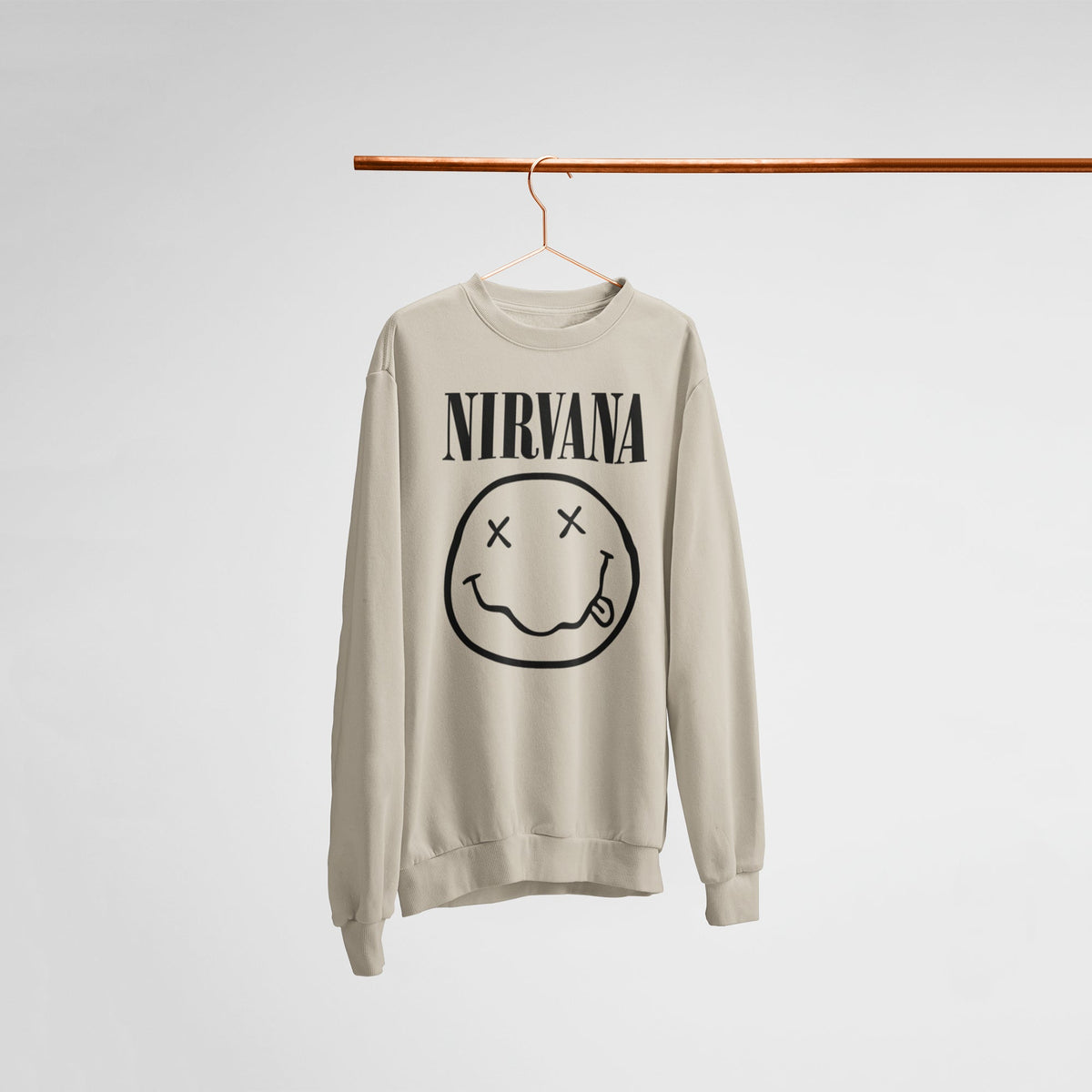 Nirvana Smiley Face Sweatshirt — Sand — main product image