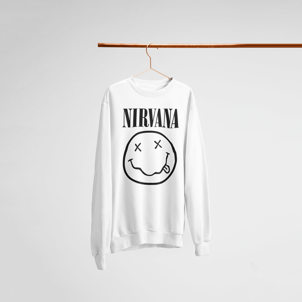 Nirvana Smiley Face Sweatshirt — White — main product image