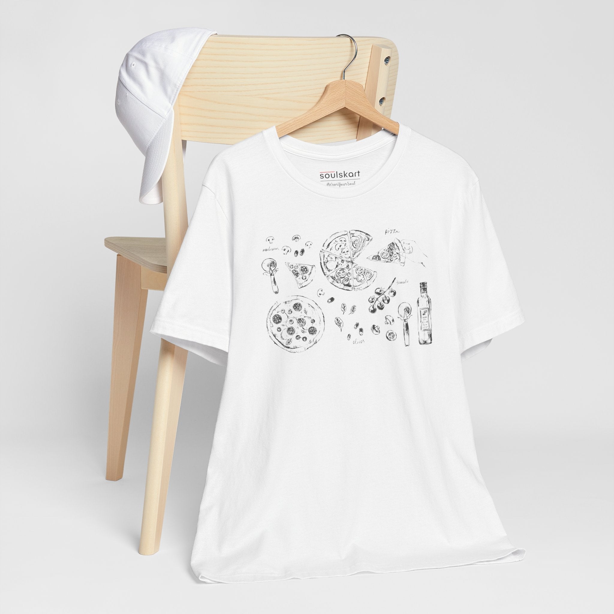 Pizza Party Tee – Unisex Classic T-Shirt with Pizza Print - Side View