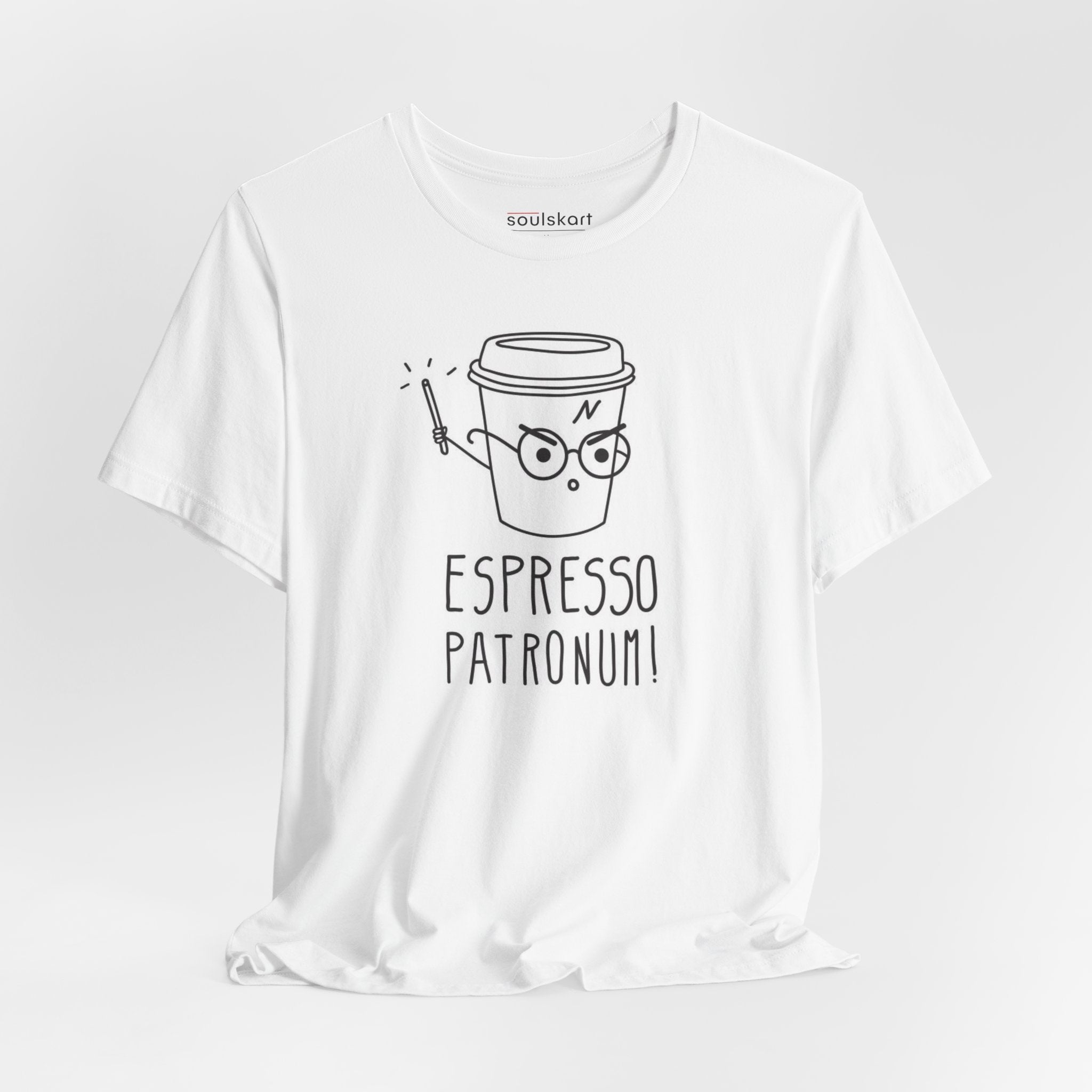 Espresso Patronum coffee print t-shirt, white, unisex regular fit