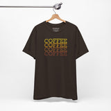 Brewed for Comfort coffee tee back, brown unisex