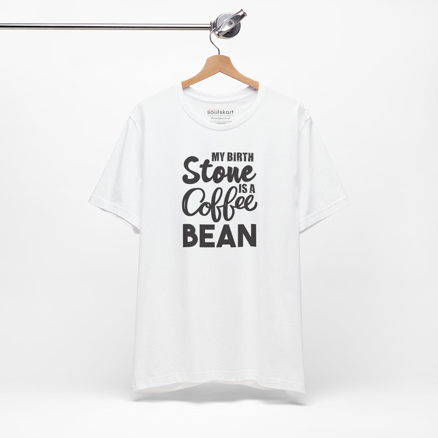 Birthstone Coffee Bean coffee tee back, white unisex