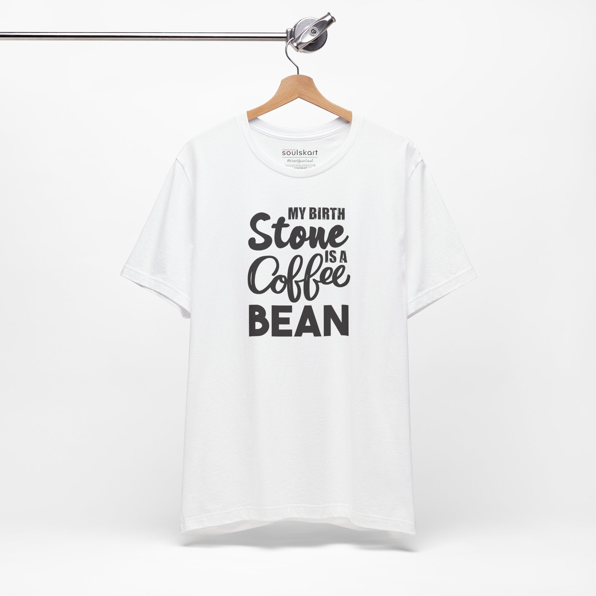 Birthstone Coffee Bean coffee tee back, white unisex