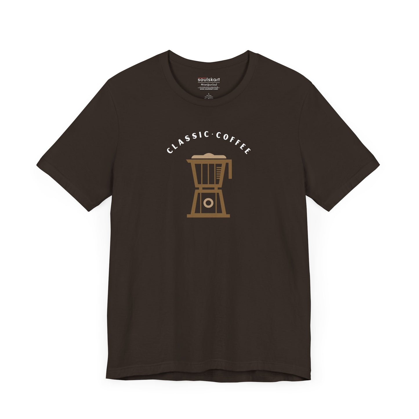 Classic Coffee Vibes coffee tee front print, brown unisex