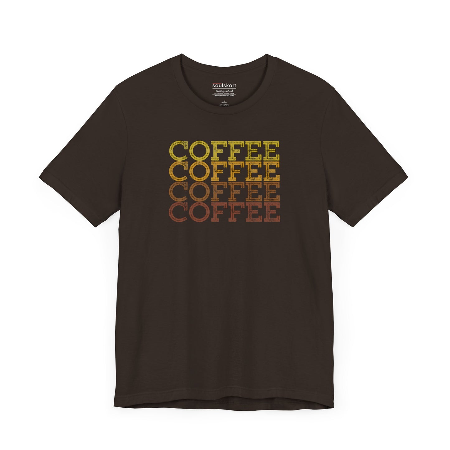 Brewed for Comfort coffee tee front print, brown unisex