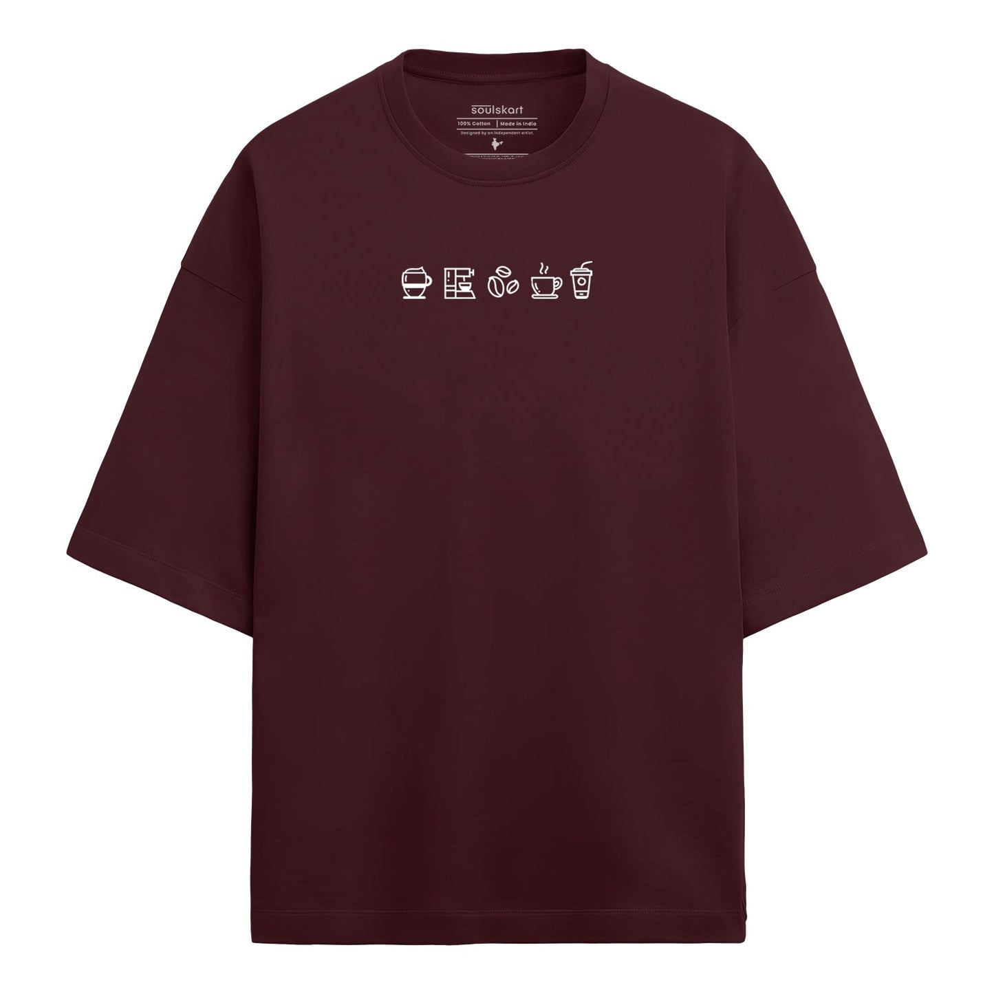 Coffee Loading Puffed Print – Slouch Oversized T-Shirt - Main Product Image