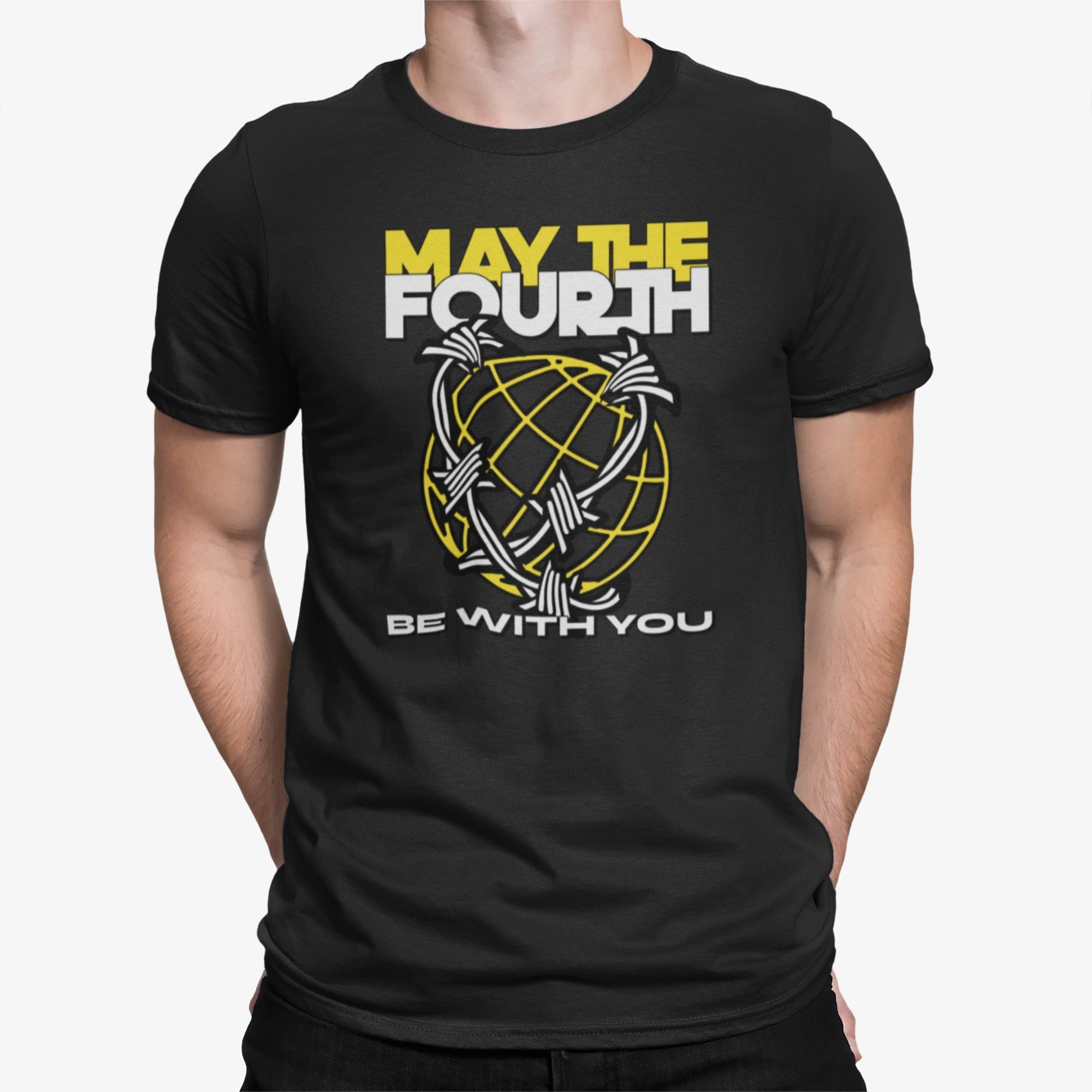 May The Fourth Barbed Wire Globe Tee — front view