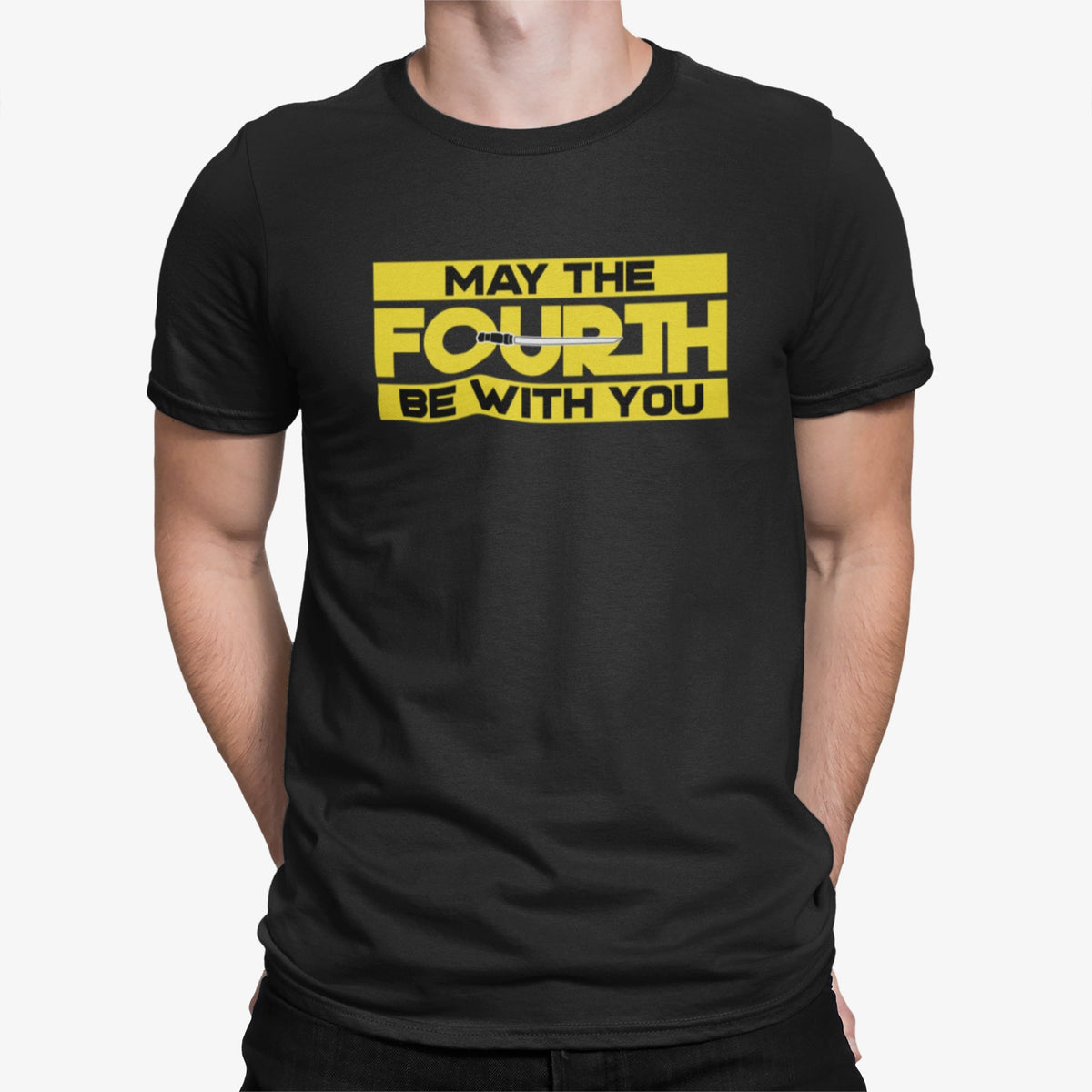 May The Fourth Yellow Block Tee — front view