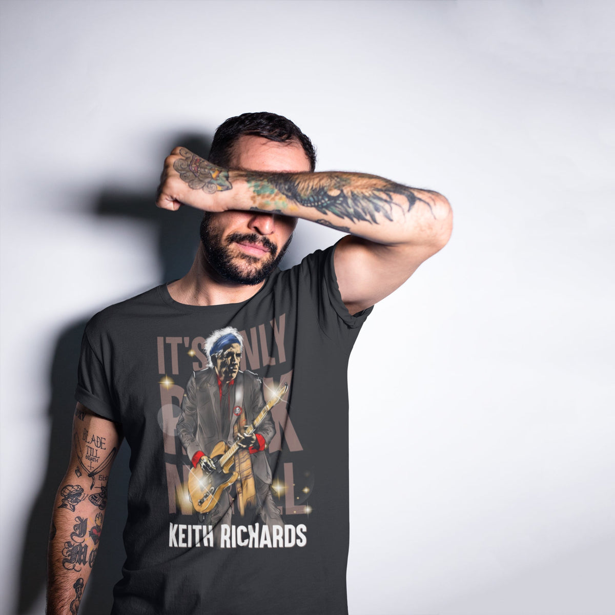 Keith Richards It's Only Rock N Roll Tee — side view