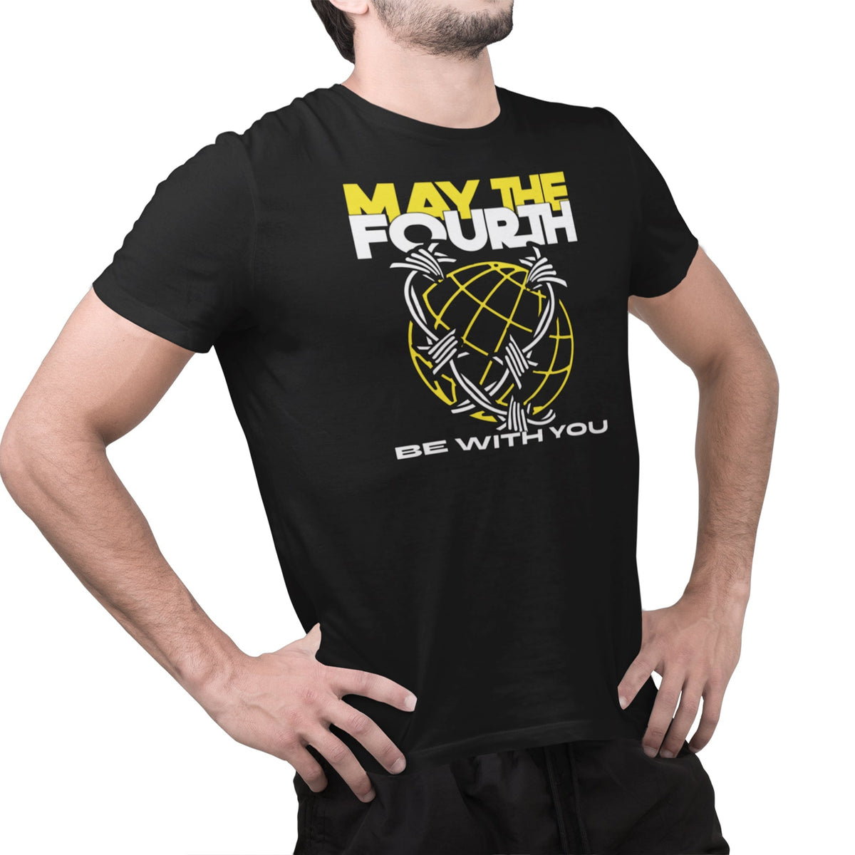 May The Fourth Barbed Wire Globe Tee — back view