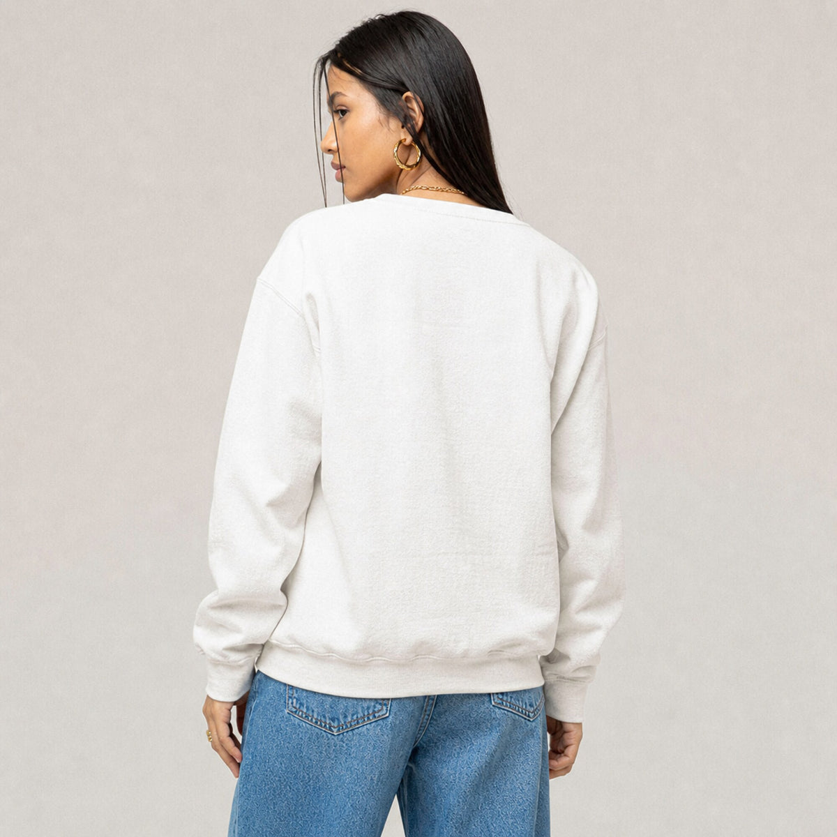 3 skulls Unisex Premium Sweatshirt — worn on model, back