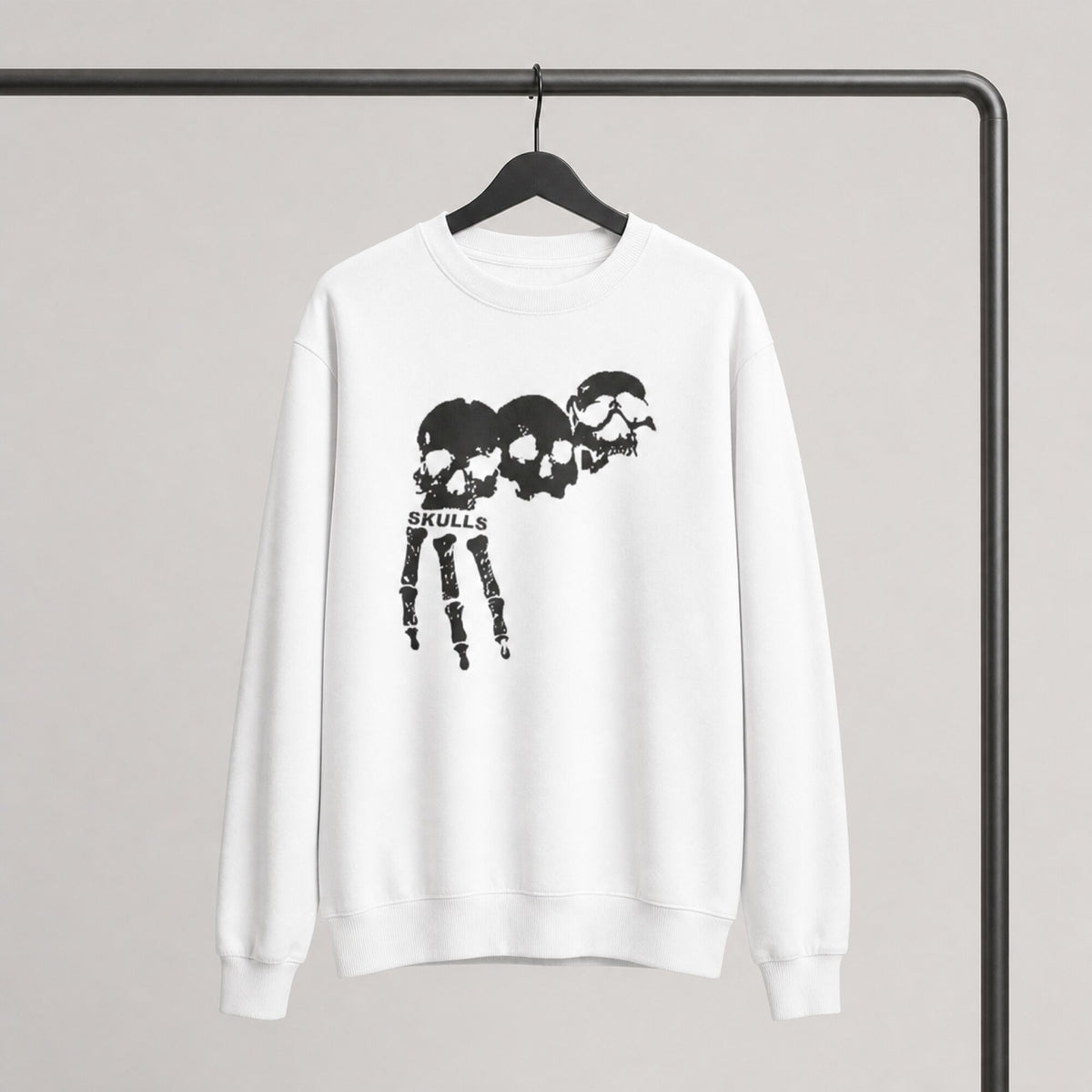 3 skulls Unisex Premium Sweatshirt — on hanger