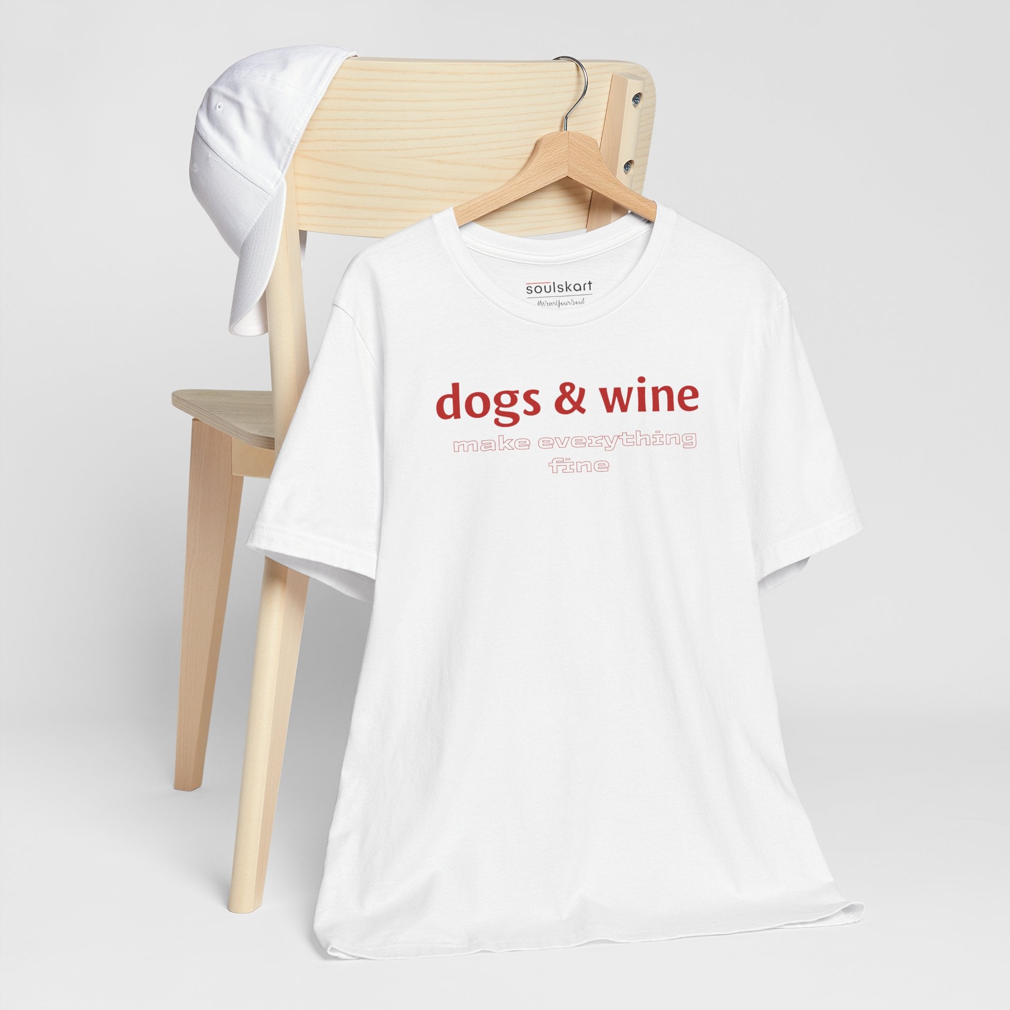 Dogs &amp; Wine Make Everything Fine T-Shirt - Side View