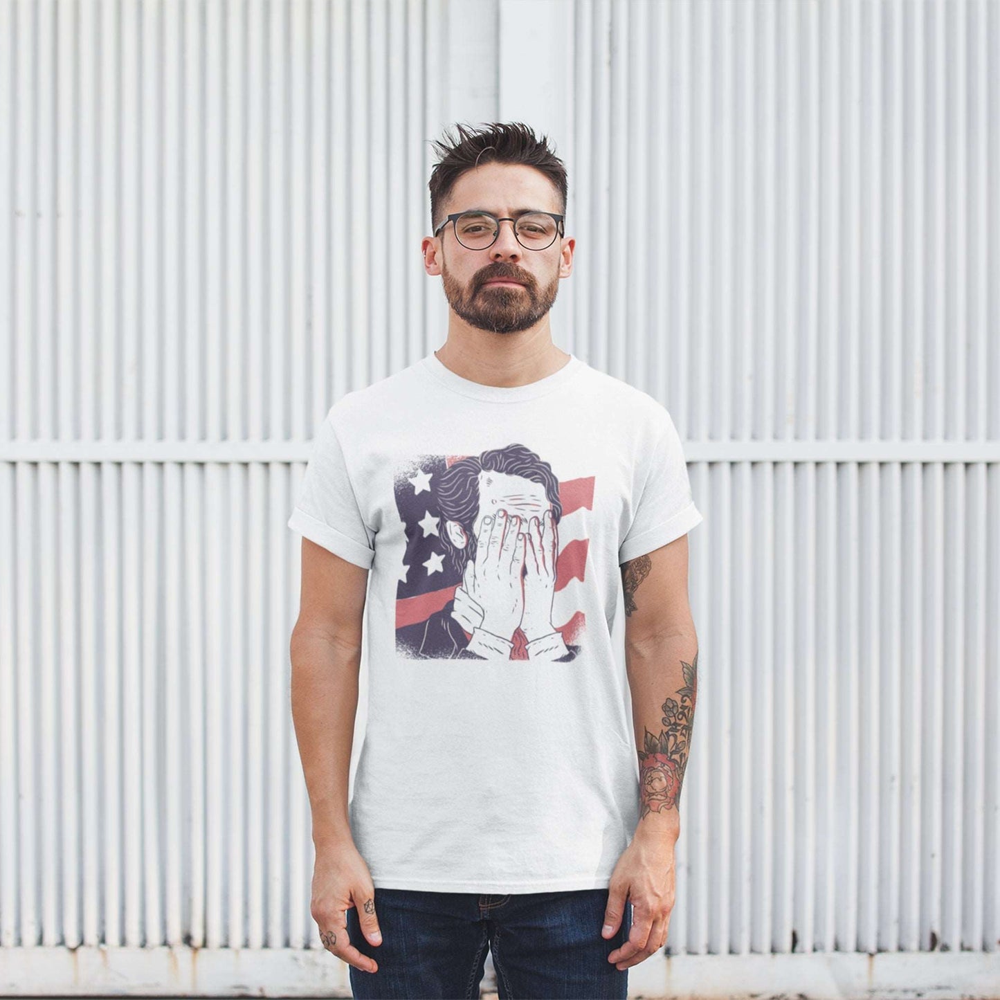 Abraham Lincoln facepalm funny tee print, unisex