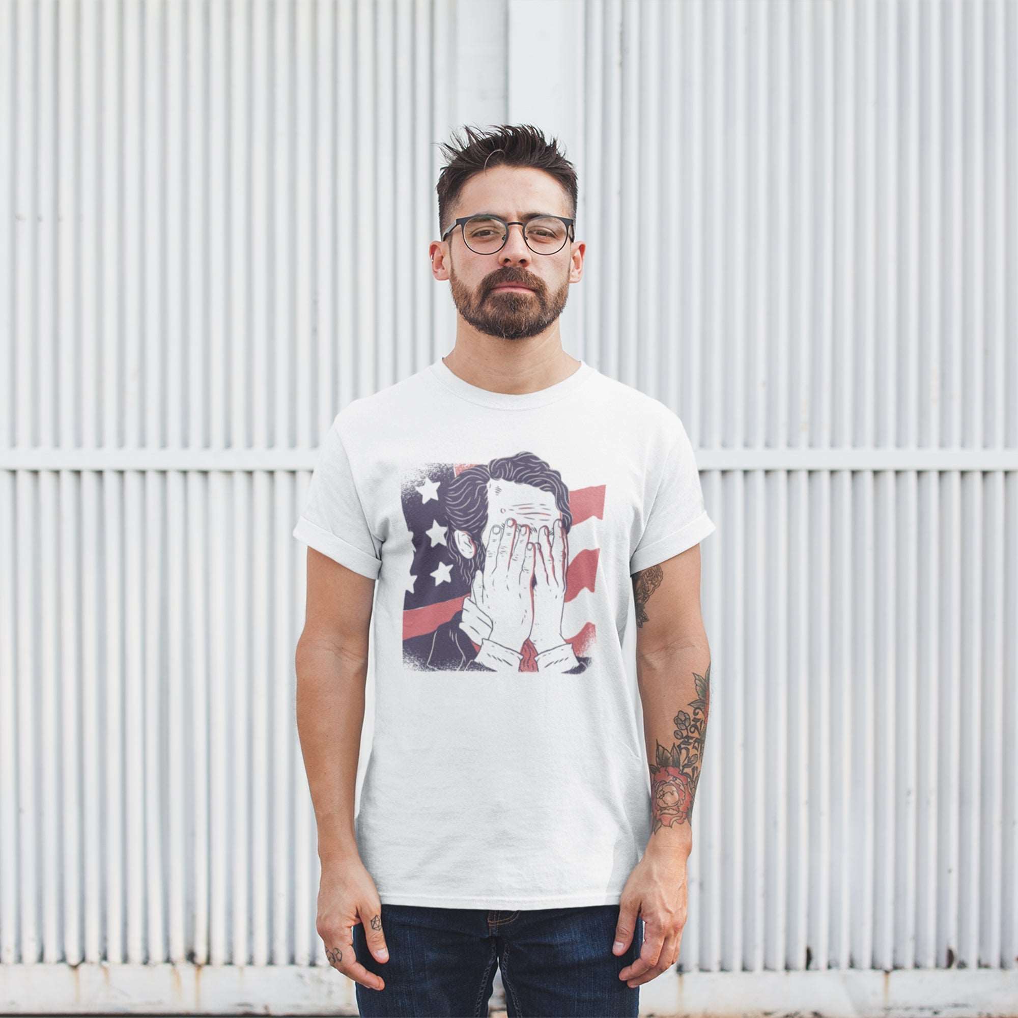 Abraham Lincoln facepalm funny tee print, unisex