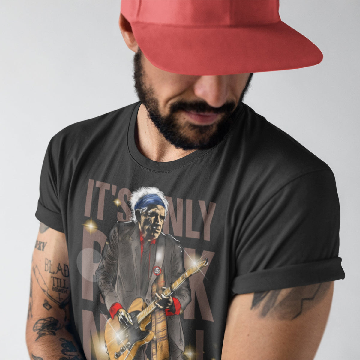 Keith Richards It's Only Rock N Roll Tee — detail shot