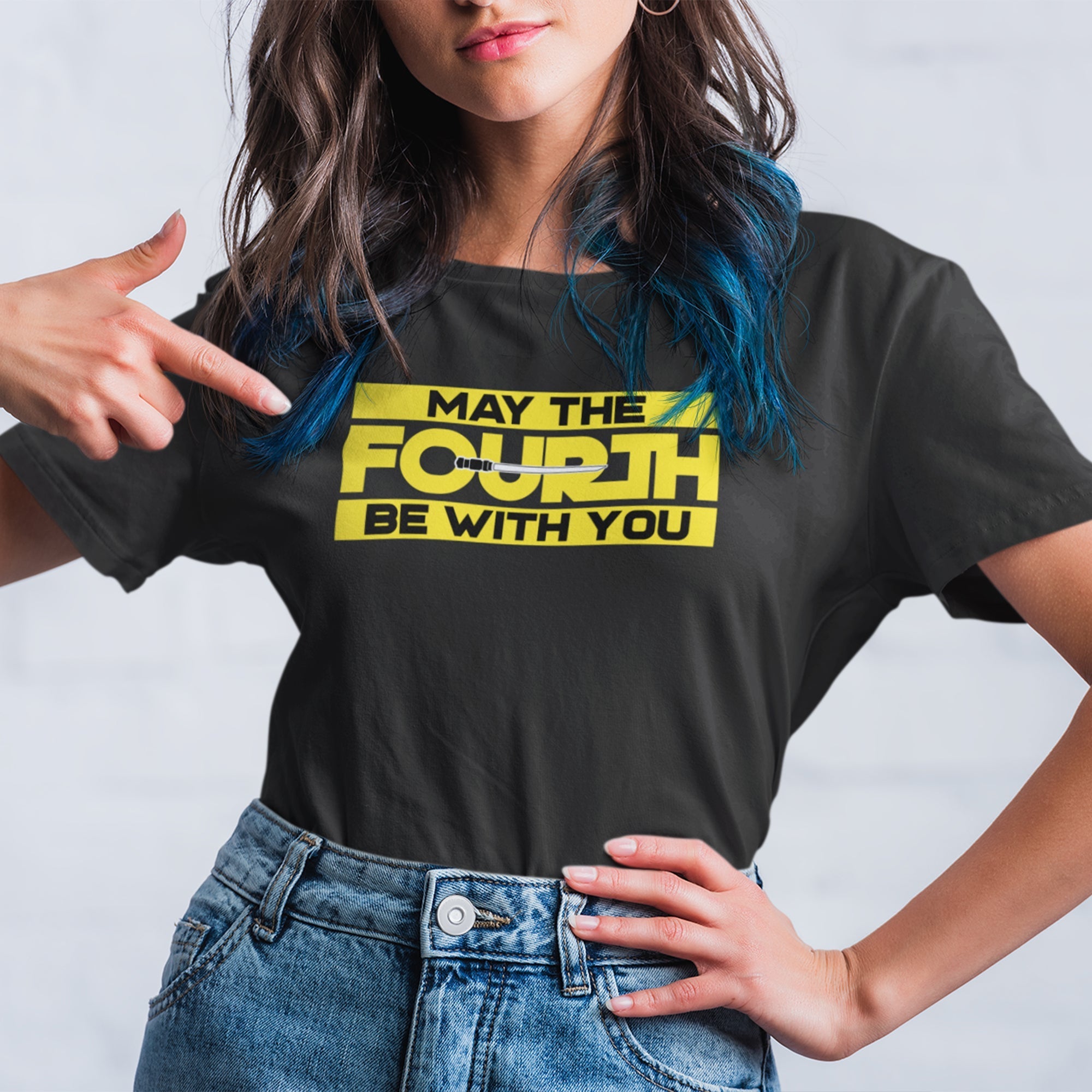 May The Fourth Yellow Block Tee — side view
