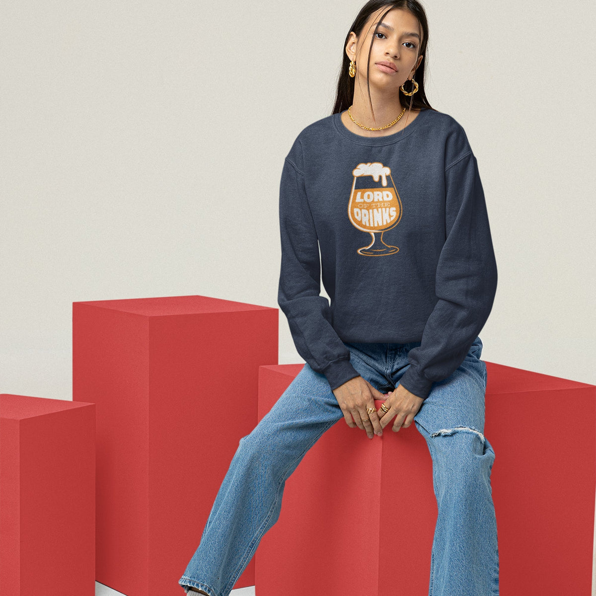 Lord Of The Drinks Unisex Premium Sweatshirt — worn on model