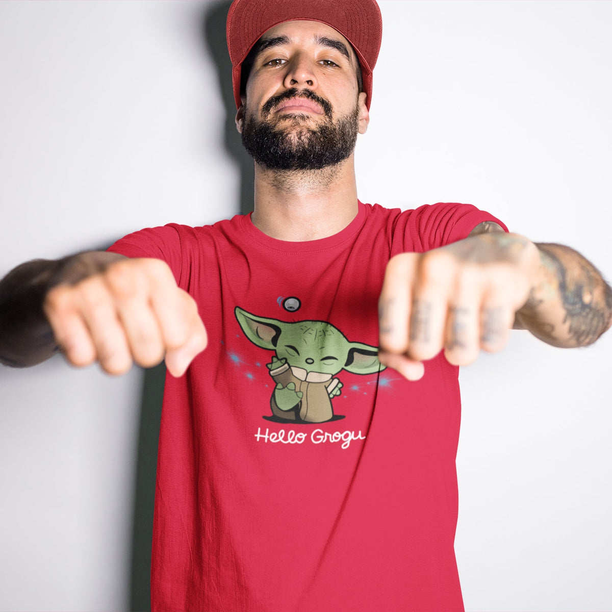 Star Wars: Hello Grogu Unisex T-Shirt — worn on model
