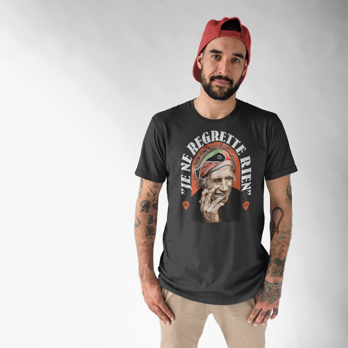 Keith Richards Je Ne Regrette Rien Tee — worn on model