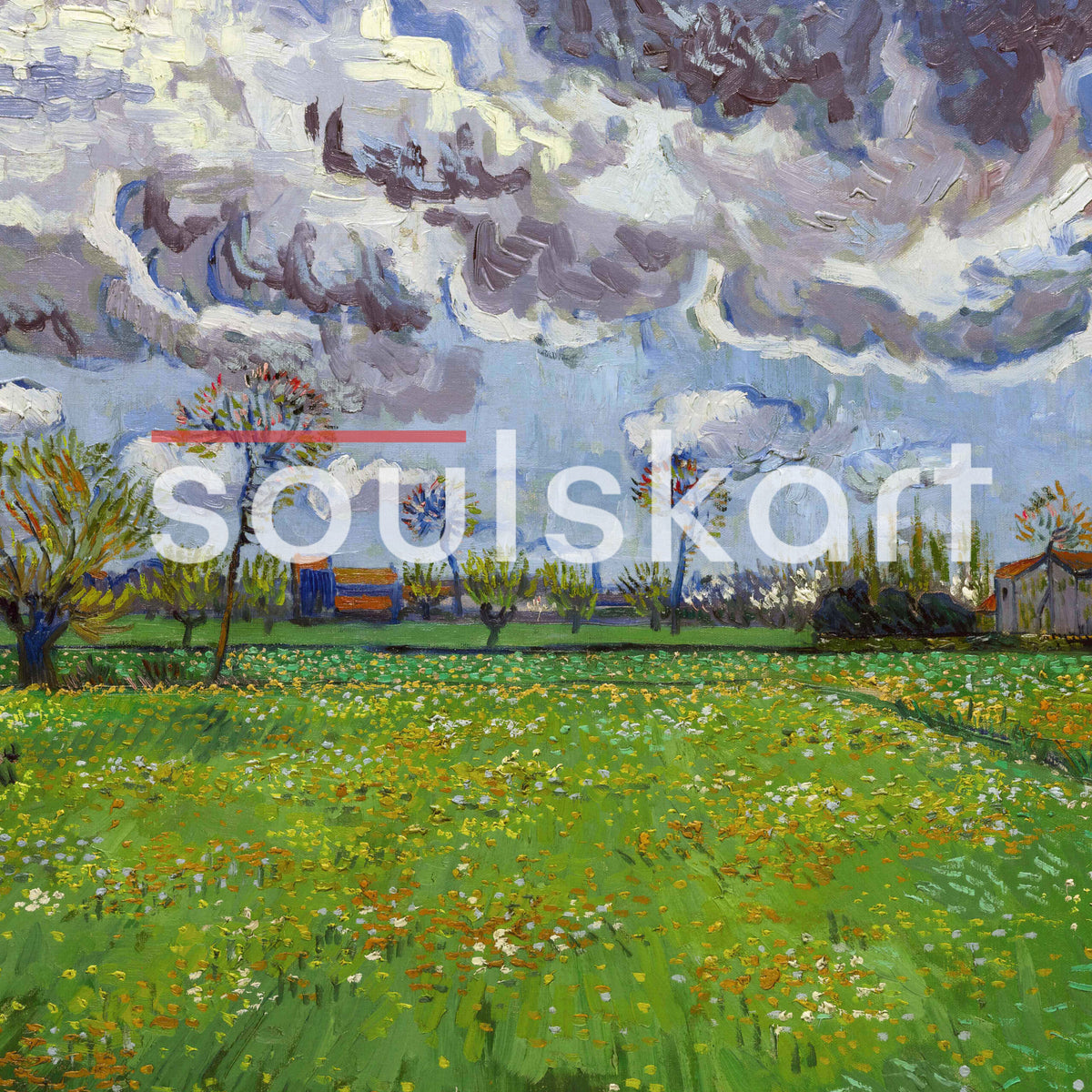 Vincent van Gogh Meadow with Flowers under a Stormy Sky Hoodie — product photo 3