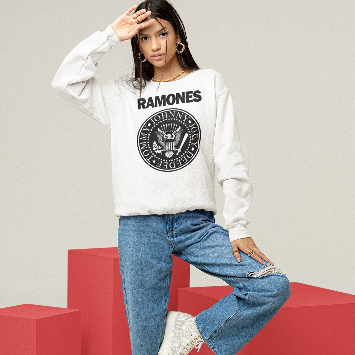 Ramones Presidential Seal Sweatshirt — White — product photo 6