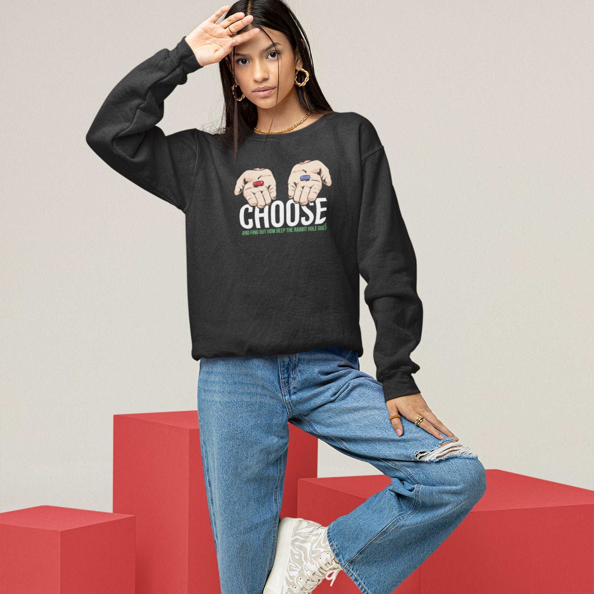 Choose And Find Out How Deep Is The Rabbit Hole Unisex Premium Sweatshirt
