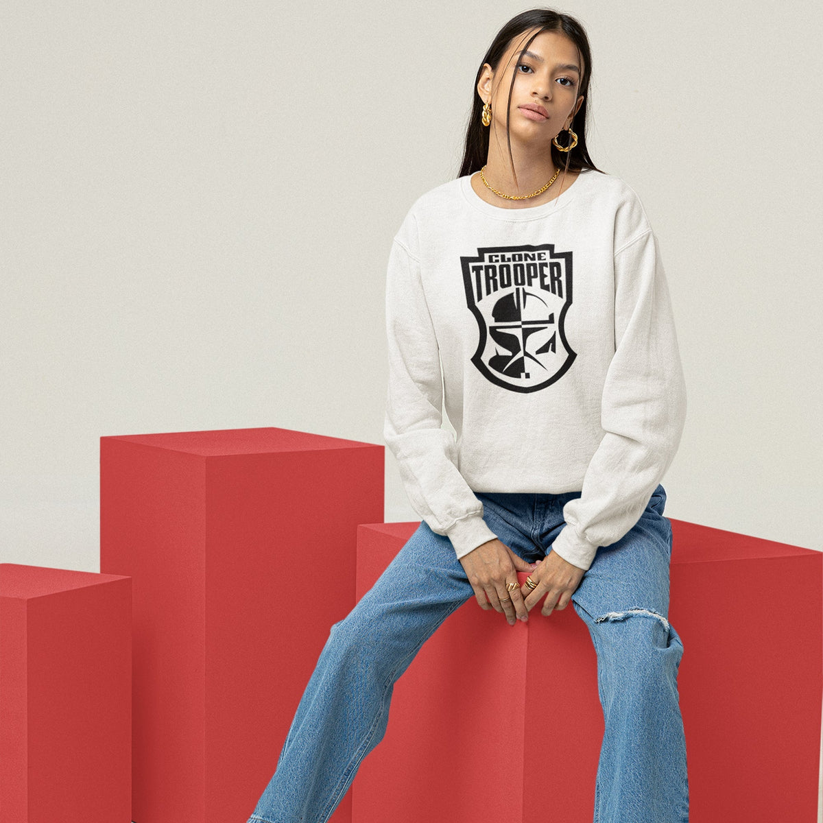 Star Wars Clone Trooper Unisex Premium Sweatshirt — close-up detail