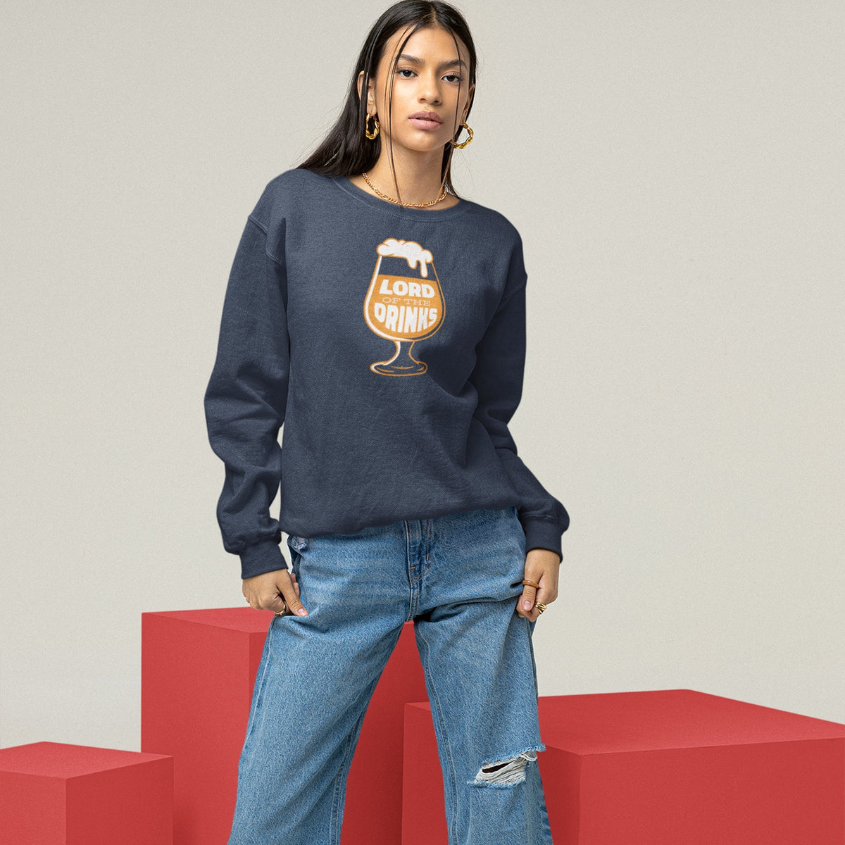 Lord Of The Drinks Unisex Premium Sweatshirt — close-up detail